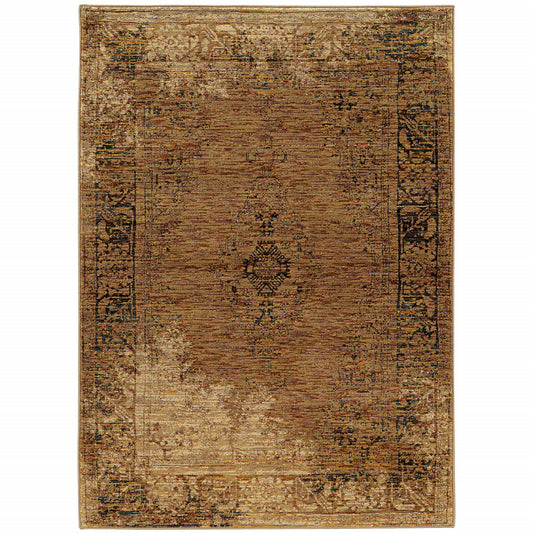 3' X 5' Brown Oriental Power Loom Area Rug