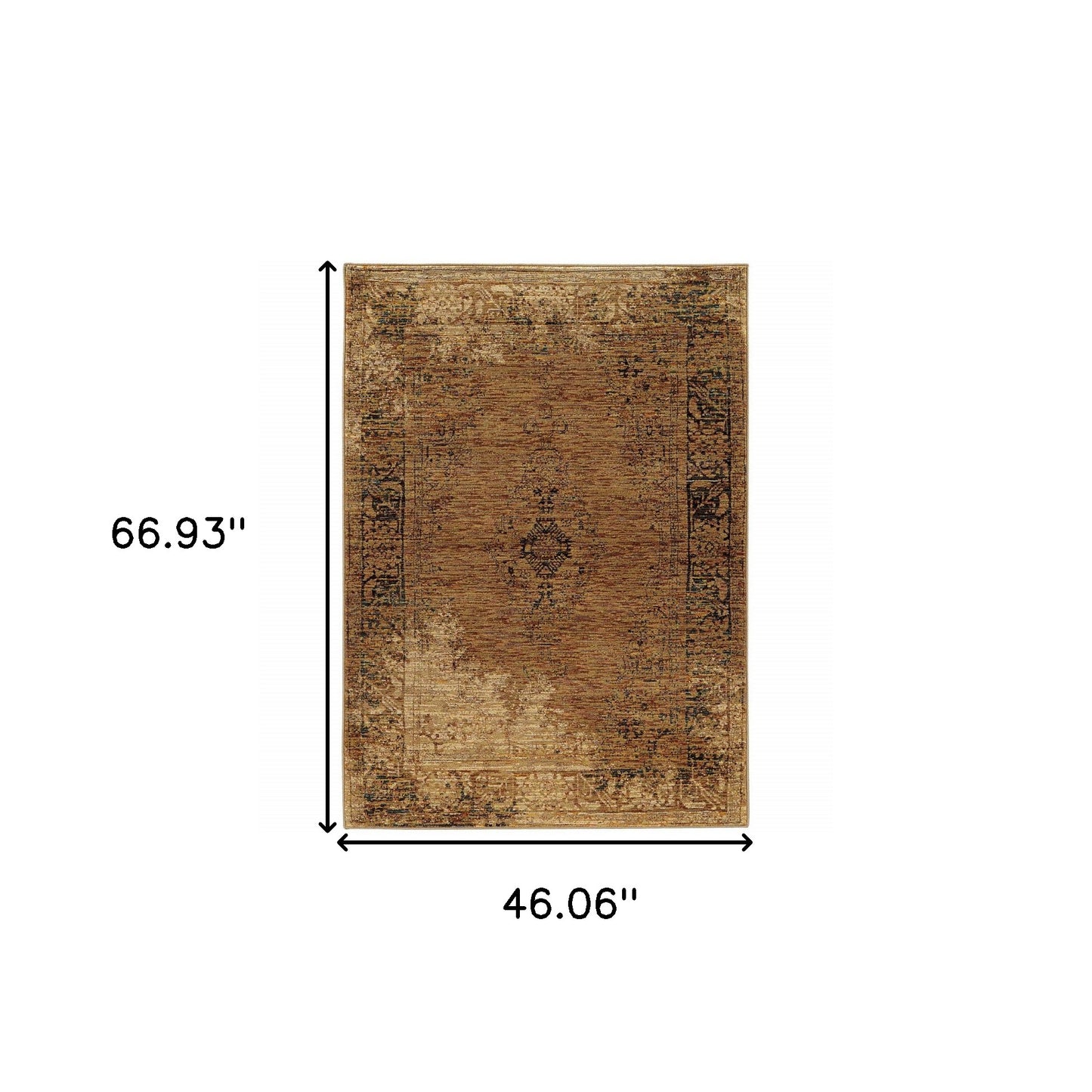 3' X 5' Brown Oriental Power Loom Area Rug