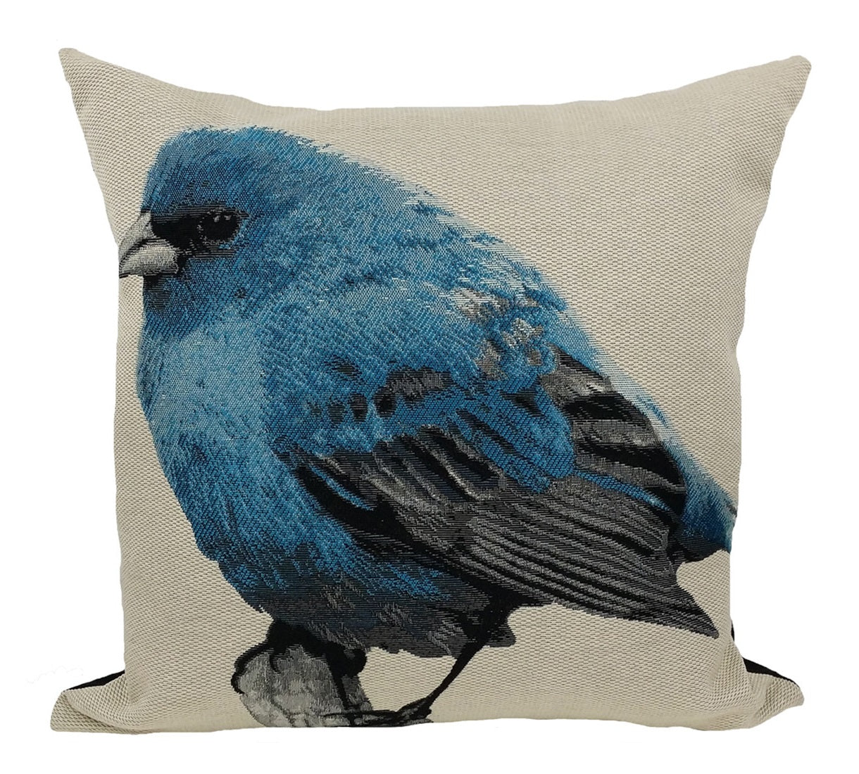 18"x18" Blue Bird Polyester and Cotton Blend Bird Print Zippered Pillow