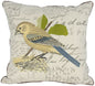 18"x18" Beige and Brown Bird Linen Blend Bird Print Zippered Pillow