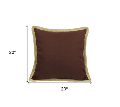 20"x20" Chocolate Linen Blend Zippered Pillow