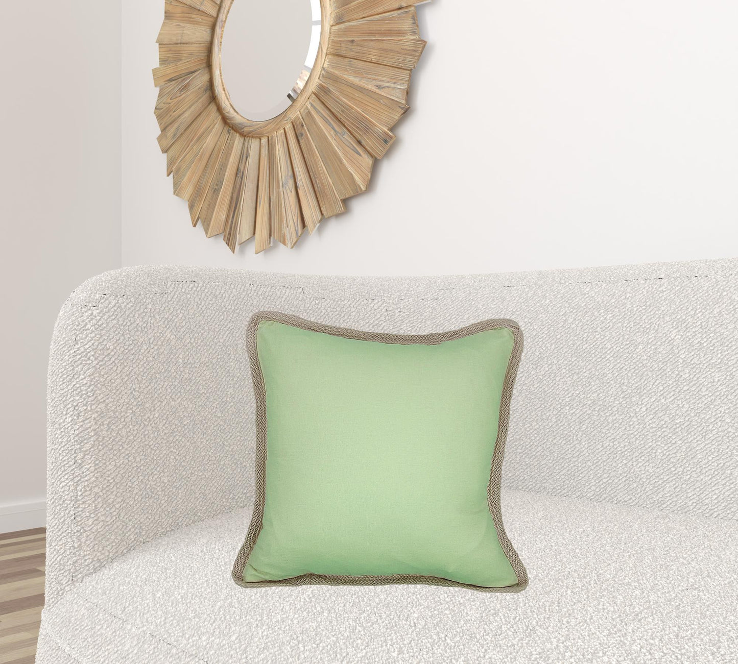 20"x20" Green Linen Blend Zippered Pillow