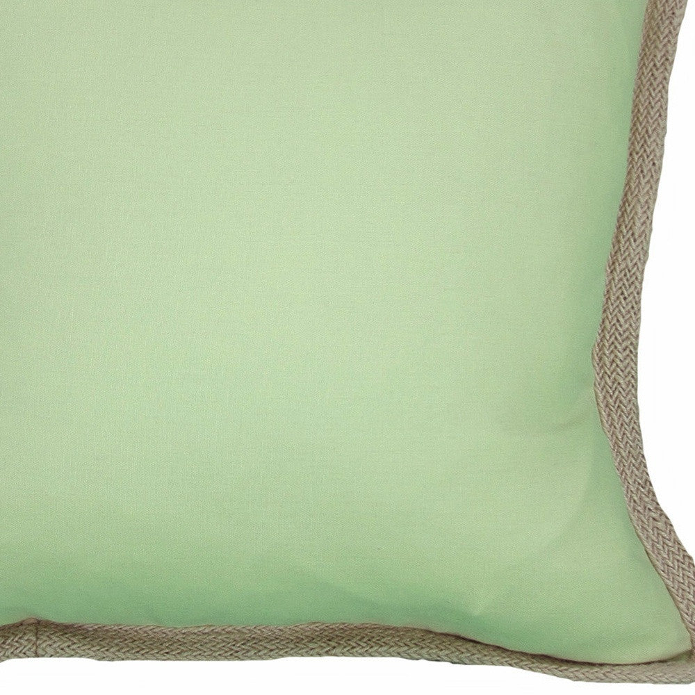 20"x20" Green Linen Blend Zippered Pillow