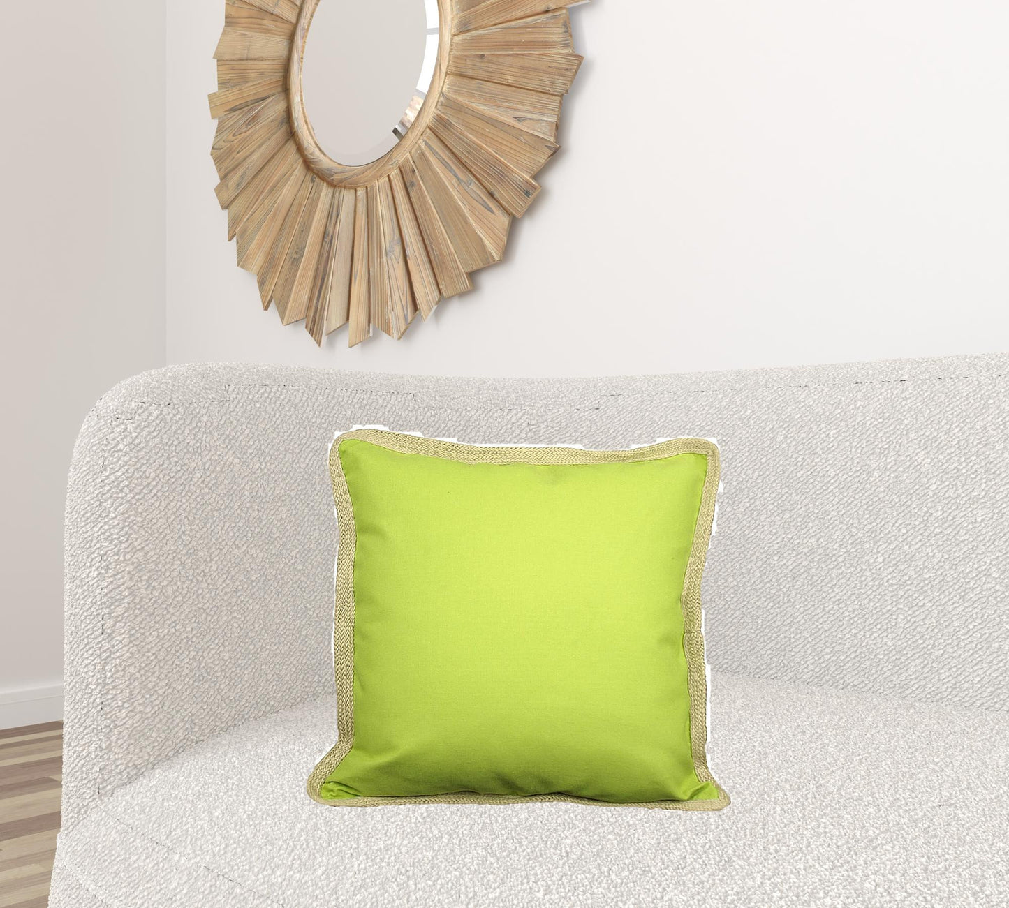 20"x20" Beige and Green Linen Blend Zippered Pillow