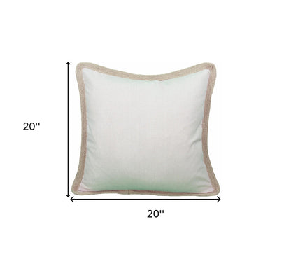 20"x20" Beige and Ivory Linen Blend Zippered Pillow