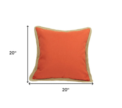 20"x20" Beige and Orange Linen Blend Zippered Pillow