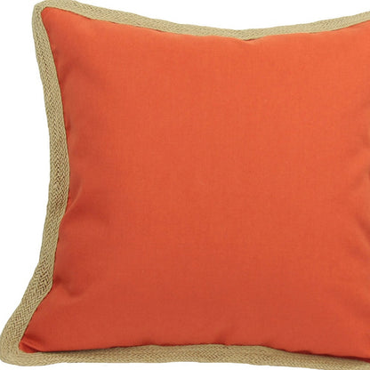 20"x20" Beige and Orange Linen Blend Zippered Pillow