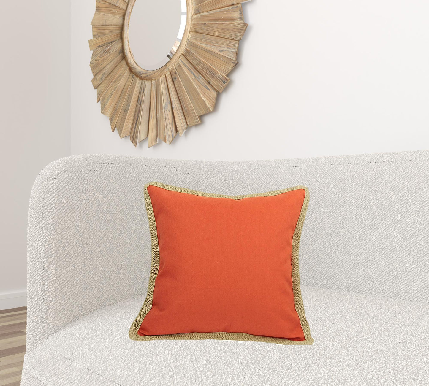 20"x20" Beige and Orange Linen Blend Zippered Pillow