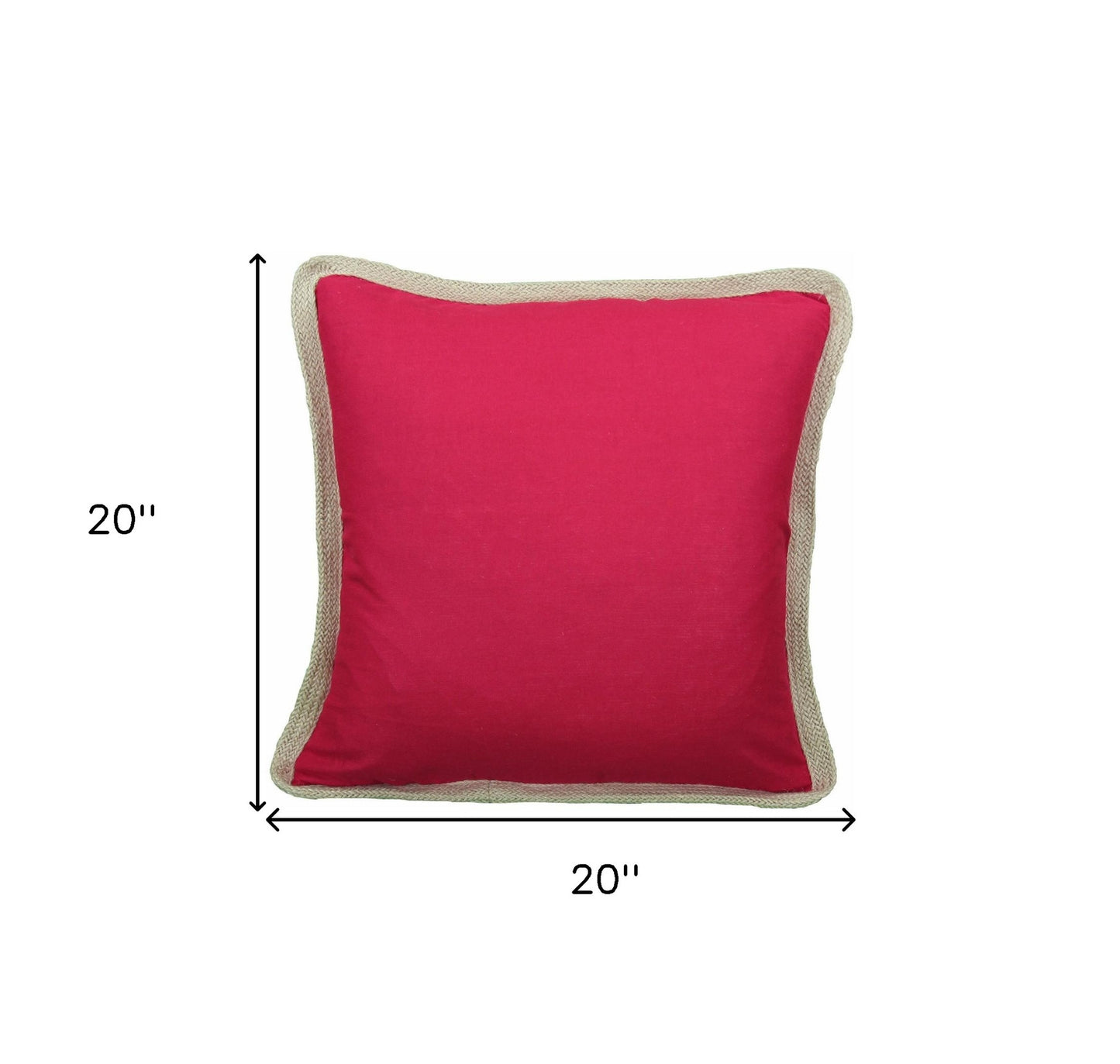 20"x20" Red and Beige Linen Blend Zippered Pillow