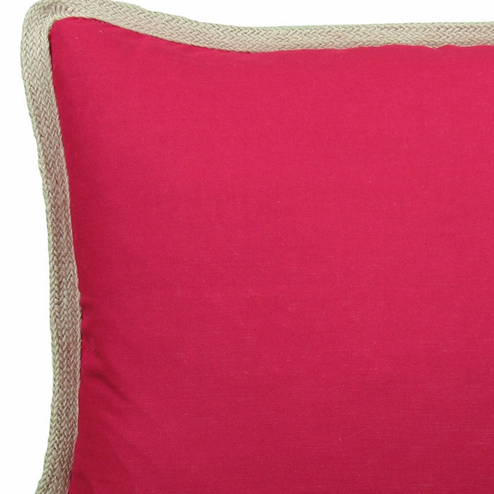 20"x20" Red and Beige Linen Blend Zippered Pillow