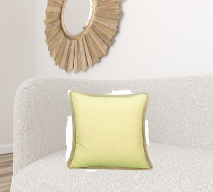 20"x20" Yellow and Beige Linen Blend Zippered Pillow