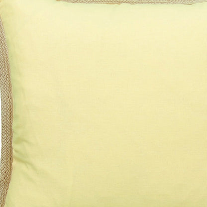 20"x20" Yellow and Beige Linen Blend Zippered Pillow