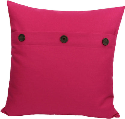 20"x20" Fuchsia Linen Blend Zippered Pillow With Buttons