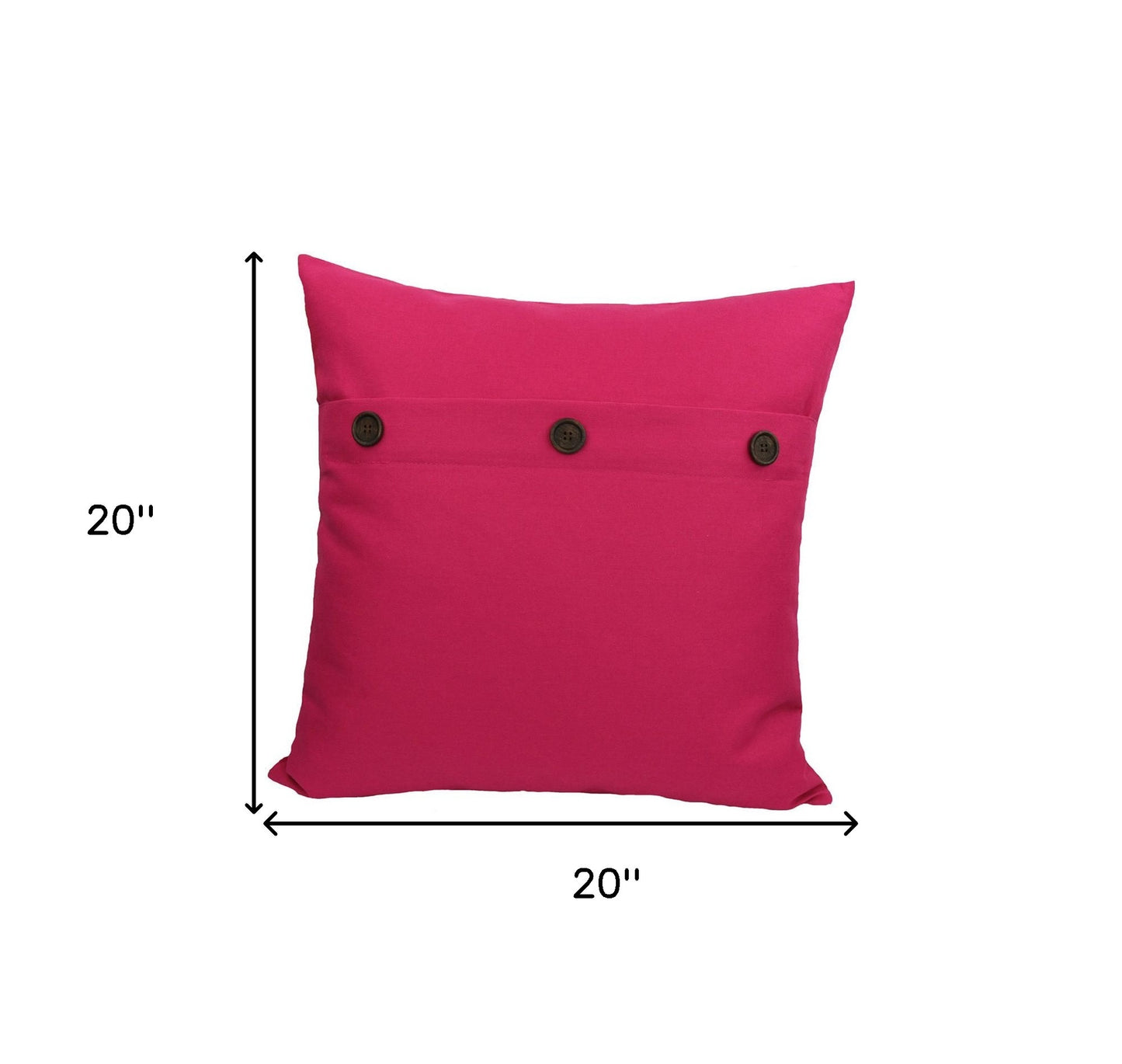 20"x20" Fuchsia Linen Blend Zippered Pillow With Buttons