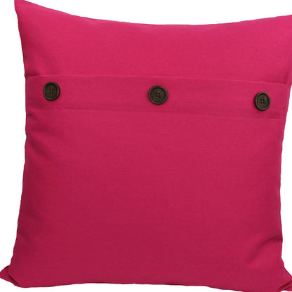 20"x20" Fuchsia Linen Blend Zippered Pillow With Buttons