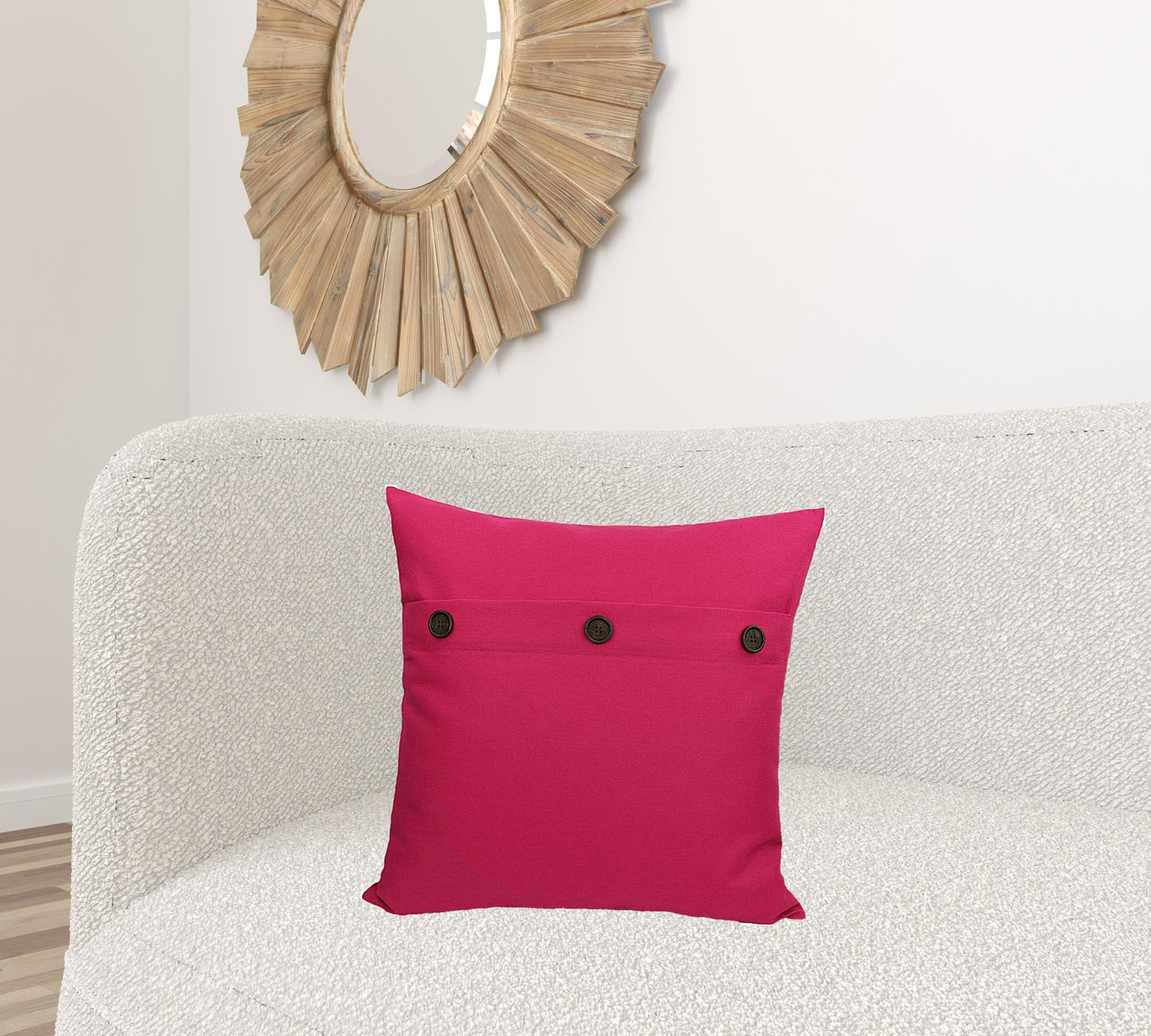 20"x20" Fuchsia Linen Blend Zippered Pillow With Buttons