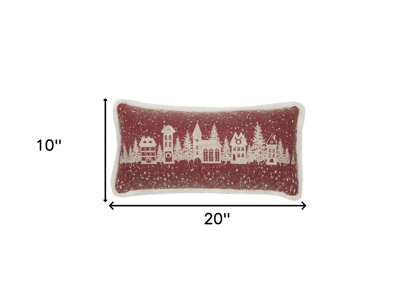 10"x20" Red Snow Christmas Polyester Street Scene Zippered Pillow