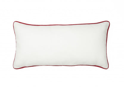 10"x20" Red and Gray Christmas Noel Polyester Zippered Pillow With Embroidery