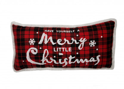 10"x20" Red and Black Christmas Have Yourself A Merry Little Christmas Polyester Zippered Pillow