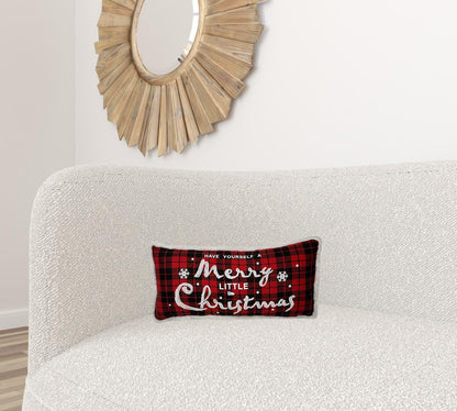 10"x20" Red and Black Christmas Have Yourself A Merry Little Christmas Polyester Zippered Pillow