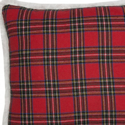 14" Red and Black Christmas Check Throw Pillow