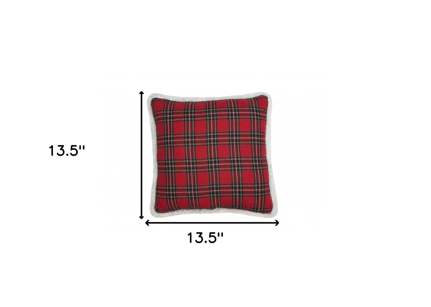 14" Red and Black Christmas Check Throw Pillow