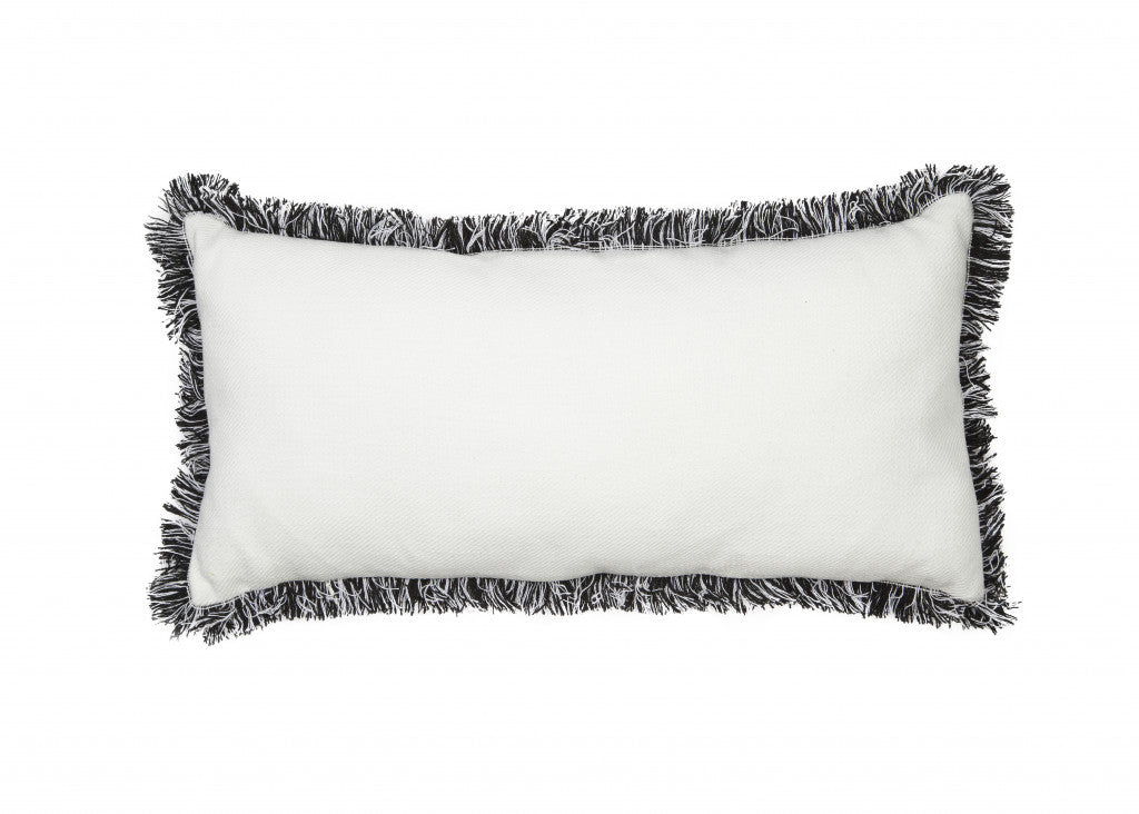 10"x20" Black and White Have Yourself A Merry Little Christmas Pillow With Fringe