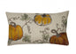 12" X 20" Green and Orange Thanksgiving Pumpkin Linen Blend Zippered Pillow With Embroidery