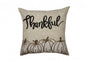 14" X 14" Beige and White Thanksgiving Pumpkin Linen Blend Zippered Pillow With Applique