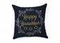 14" X 14" Black and Gray Hanukkah Polyester Zippered Pillow With Embroidery