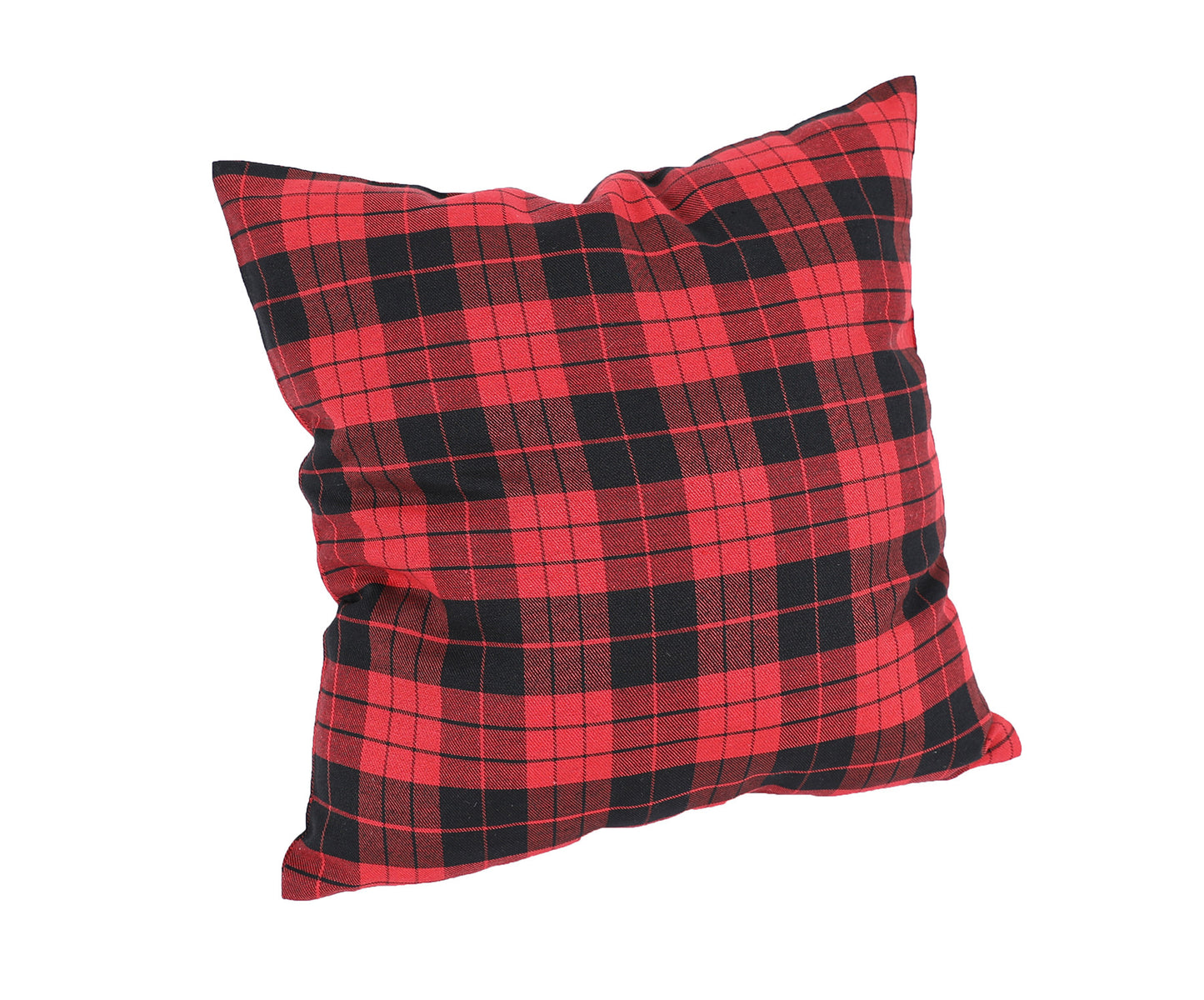 14" X 14" Black and Red Check Polyester Zippered Pillow