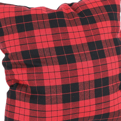 14" X 14" Black and Red Check Polyester Zippered Pillow