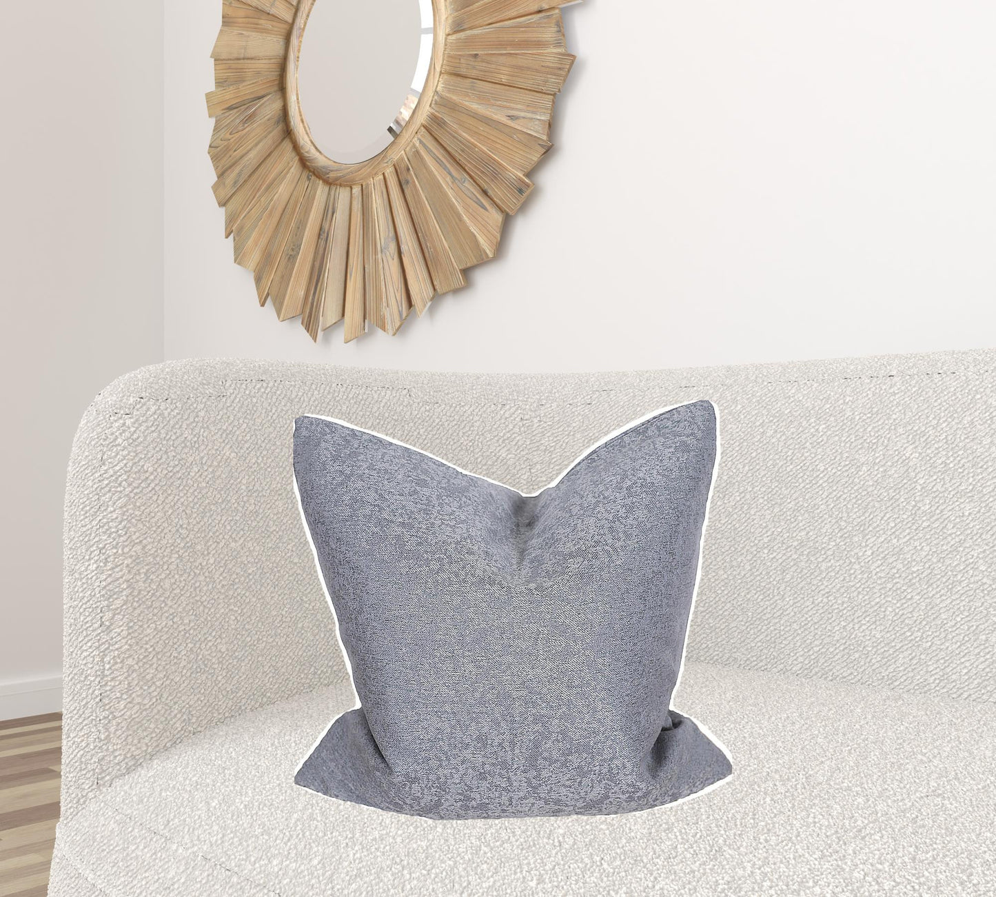 22" X 22" Gray Polyester Zippered Pillow