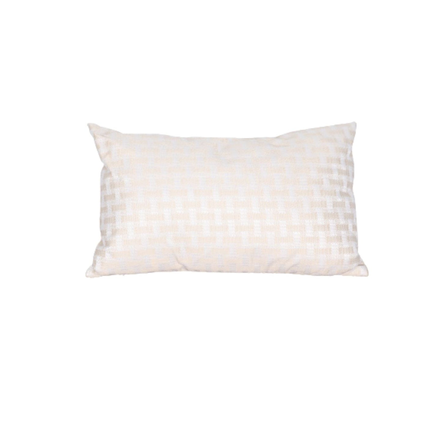 22" X 22" Beige and White Checkered Polyester Zippered Pillow