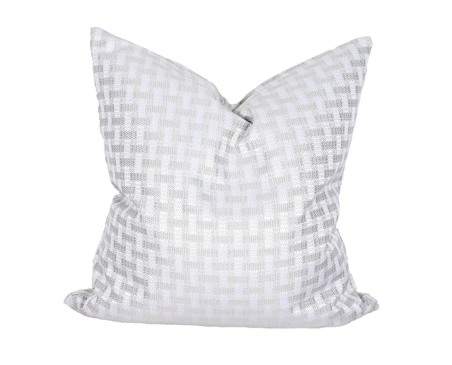 22" X 22" Gray and White Checkered Polyester Zippered Pillow