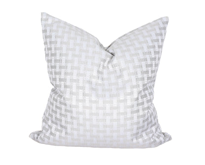 22" X 22" Gray and White Checkered Polyester Zippered Pillow