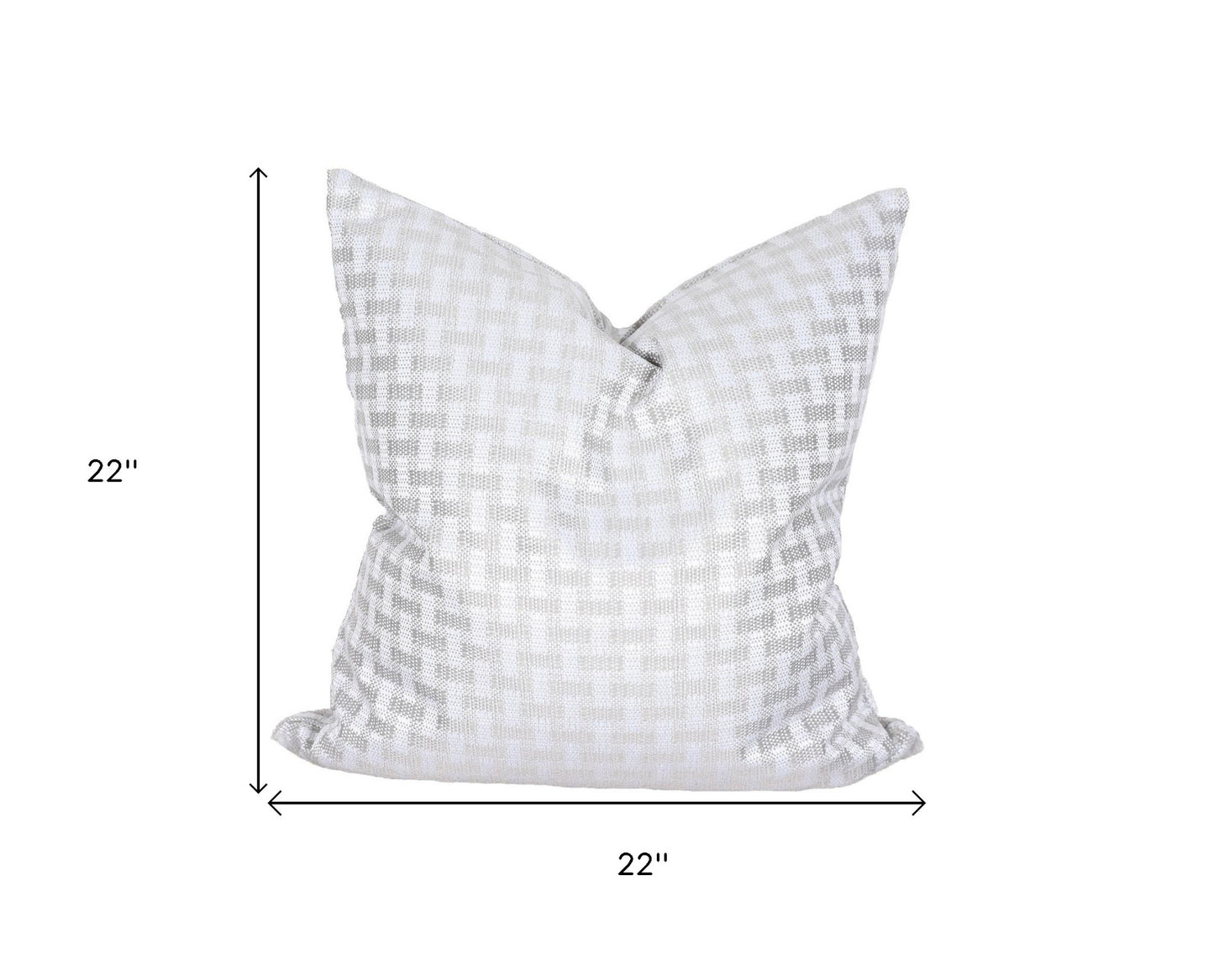 22" X 22" Gray and White Checkered Polyester Zippered Pillow