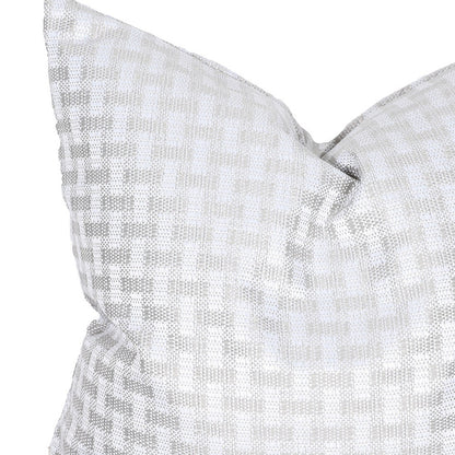 22" X 22" Gray and White Checkered Polyester Zippered Pillow