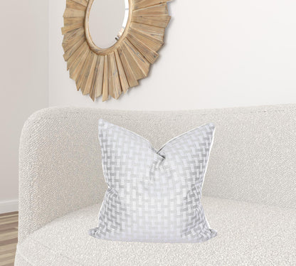 22" X 22" Gray and White Checkered Polyester Zippered Pillow