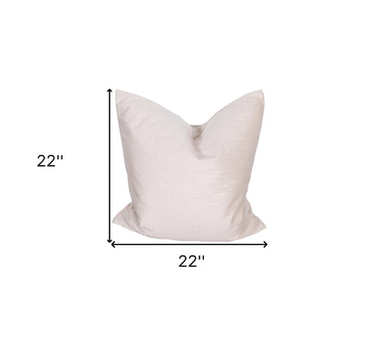 22" X 22" Beige Polyester Zippered Pillow