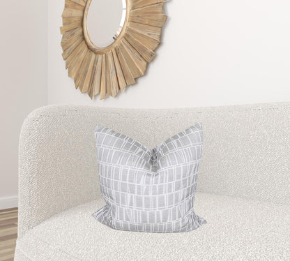 20" X 20" Gray and White Geometric Polyester Zippered Pillow