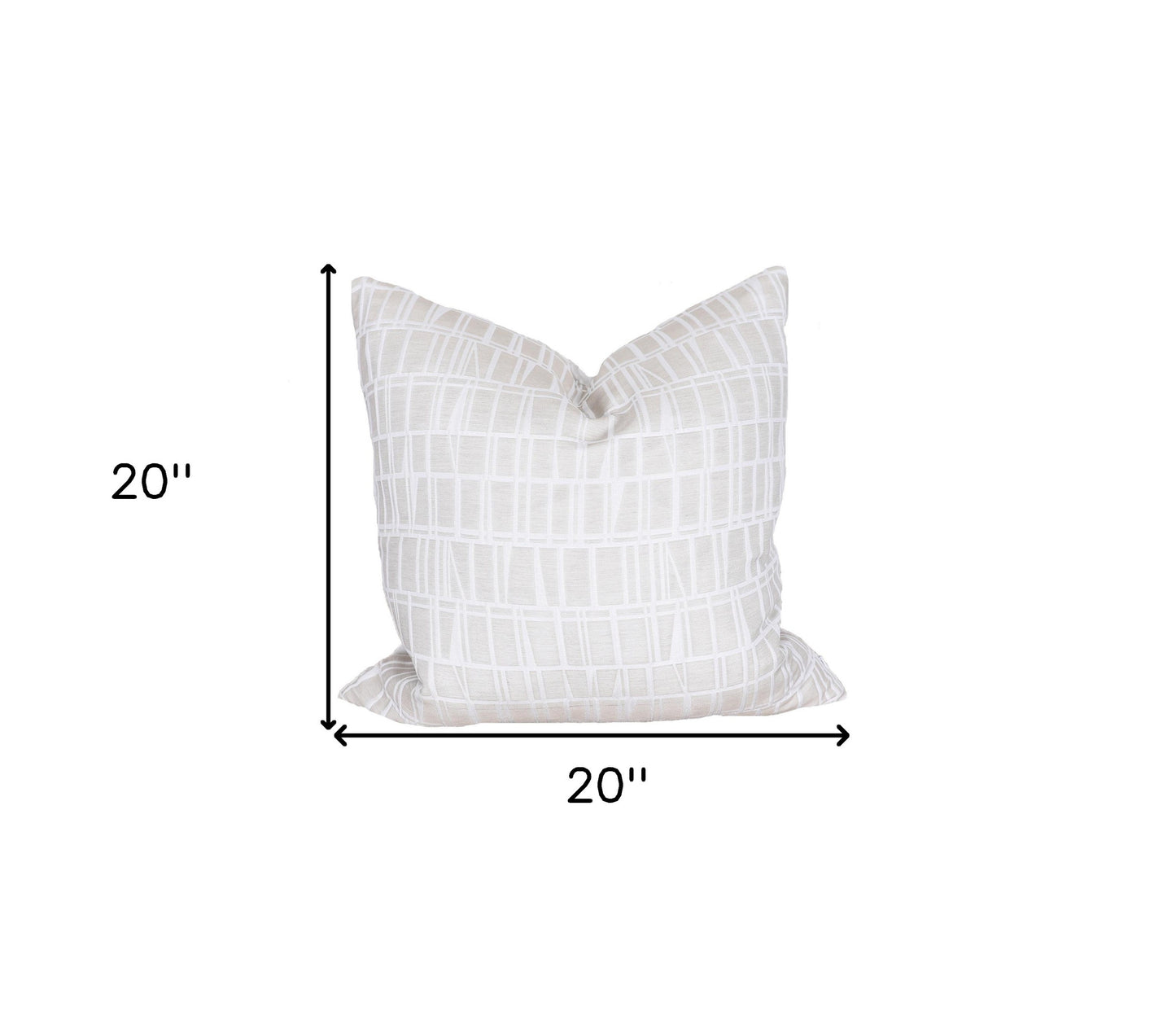 20" X 20" White and Gray Geometric Polyester Zippered Pillow