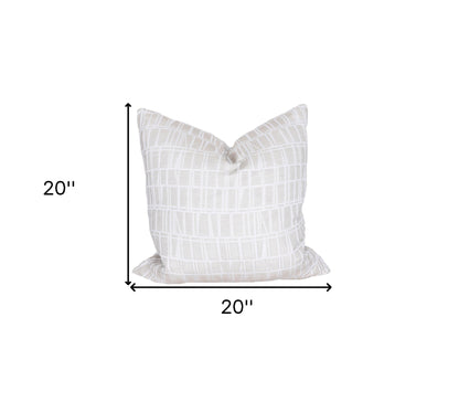 20" X 20" White and Gray Geometric Polyester Zippered Pillow