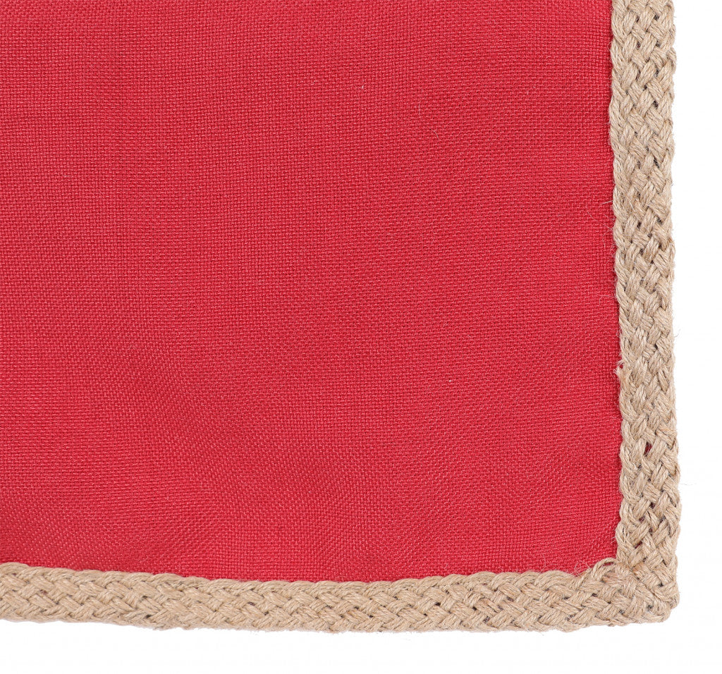 24" X 24" Brown and Red Polyester Zippered Pillow with Jute Trim