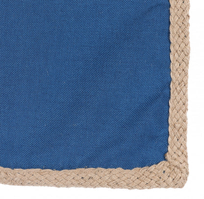 24" X 24" Blue and Brown Polyester Zippered Pillow with Jute Trim