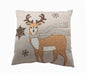 18" X 18" Beige and Brown Deer Christmas Reindeer Polyester Zippered Pillow