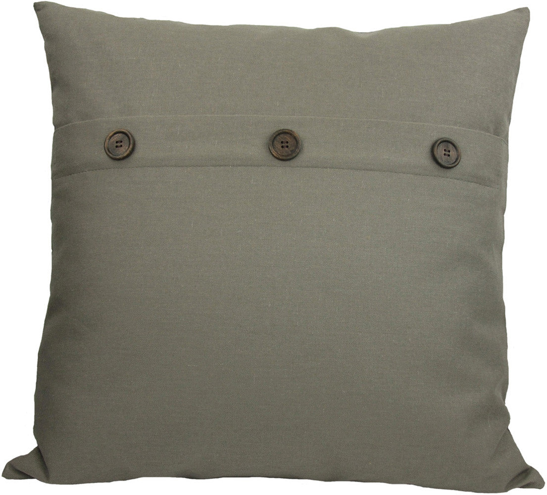 20" X 20" Gray Linen Blend Zippered Pillow With Buttons