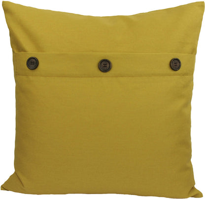 20" X 20" Yellow Linen Blend Zippered Pillow With Buttons