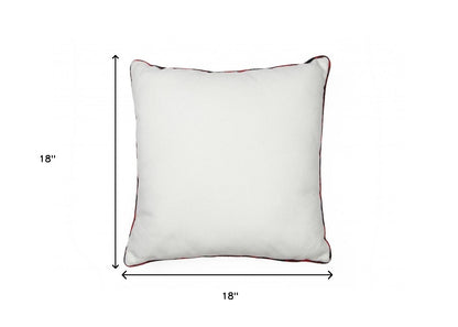 18" X 18" White and Red Christmas Snowman Polyester Zippered Pillow With Embroidery