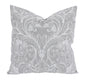 20" X 20" Gray and White Damask Polyester Zippered Pillow With Embroidery